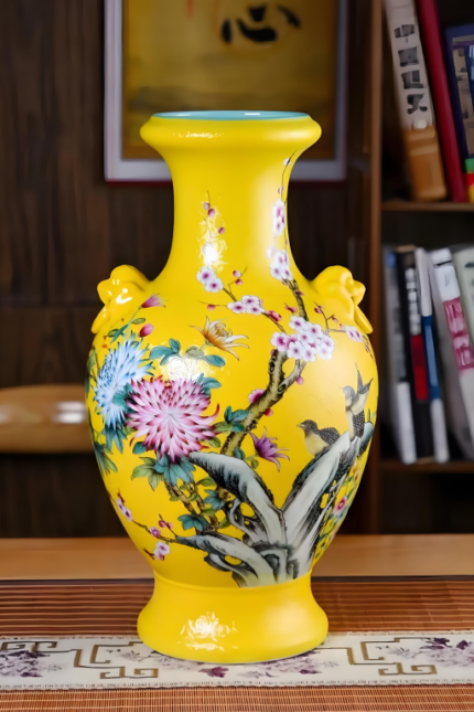 Royal enamel porcelain hand-painted vase